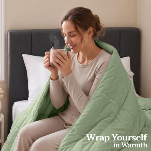 Image of Utopia Bedding Twin Comforter, Duvet Insert, Sage Green, 64 x 88 Inches