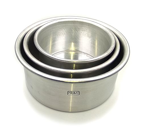 Image of Prime Bakers and Moulders Round Cake Baking Pan Aluminum Tin Mold for Oven (6,7,8 Inch)