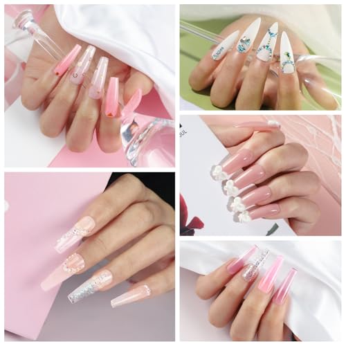 Image of COSCELIA Acrylic Nail Kit for Beginners with Drill, 3pcs Acrylic Powders (Clear, Pink, White), Professional Nail Kit with Accessories for Salon & DIY at Home