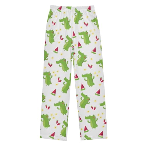 ZZXXB Crocodile Watermelon Boys Long Pants Soft Trousers Elastic Waist Kids Lounge Bottoms with Pockets S-XL