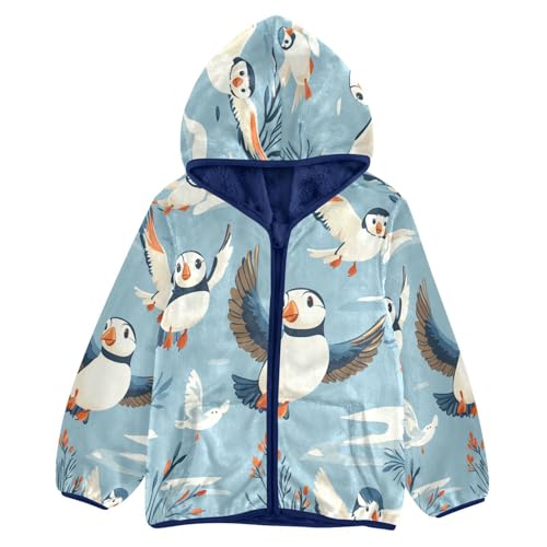 Flying Birds with Clouds Toddler Fleece Jacket Girl Boys Hooded Fleece Jacket Coat Warm Outwear Zip-up 3-10T