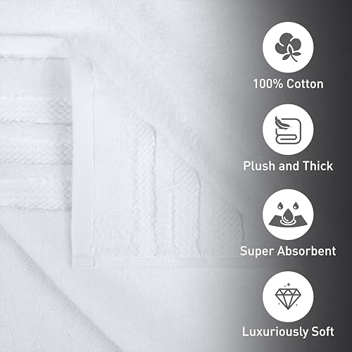 Image of MYTRIDENT Finesse 6 Piece Towel Set (2 Pc Bath Towels, 2 Pc Hand Towels, 2 Pc Face Towels), 625 GSM, Zero-Twist, Luxuriously Soft, 100% Cotton - White