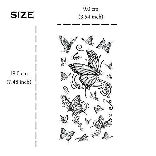 Black Butterfly Temporary Tattoos For Women Sexy 7 Pcs By Yesallwas,Waterproof Long Lasting Fake Tattoos Stickers For Arms Shoulders Sexy Body Tattoos #TOP3