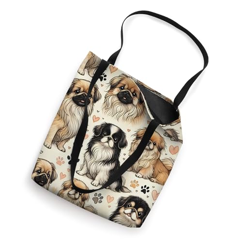Bolso tote con patrón de perros pekinés miniatura 3