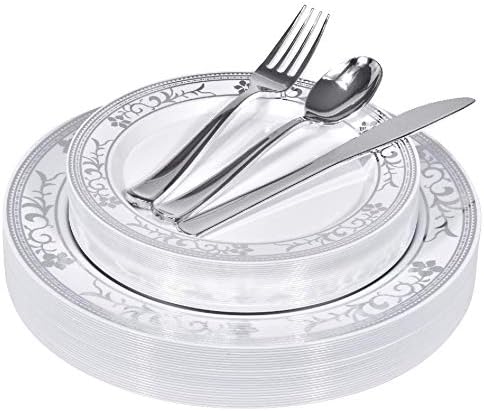 125-Piece White and Silver...