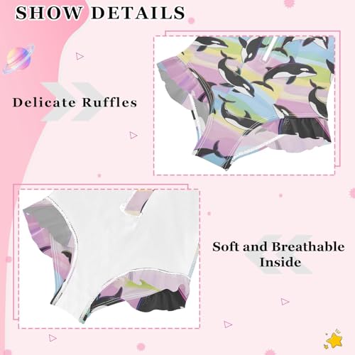 Girls One Piece Swimsuits Long Sleeve Swimsuit Zipper Bathing Suits Rainbow Orcas Rainbow4