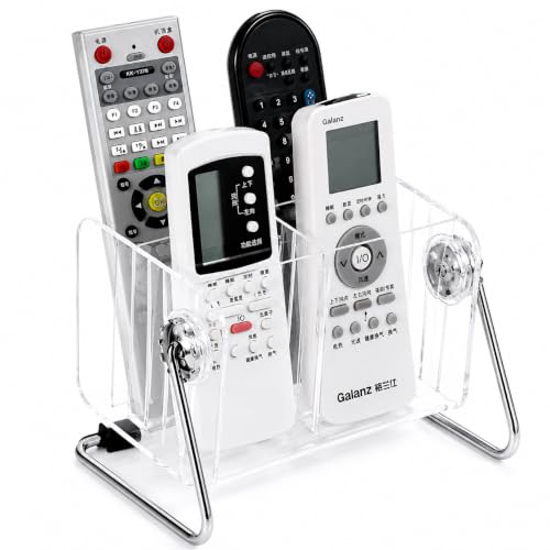Image of Zollyss Acrylic Remote Control Holder Stand, 6 Slot TV Remote Organizer for Tabletop, Clear Remote Storage Stand for TV, AC, Media Remotes, Mobile Phones & Office Desk Accessories