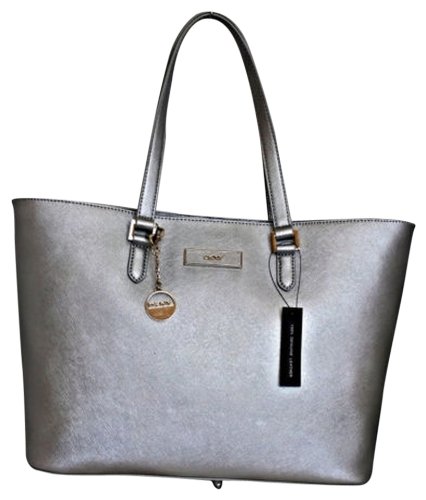 Dkny Saffiano Leather Large Shopper Tote Silver
