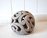Farbe: grau braun DEKO Kugel Keramik Dekokugel ca. 17cm grau-braun Gartendeko Beetdeko Pflanzdeko Windlicht Shabby rustikal Vintage Ornament Garten Tischdeko Frühling Sommer