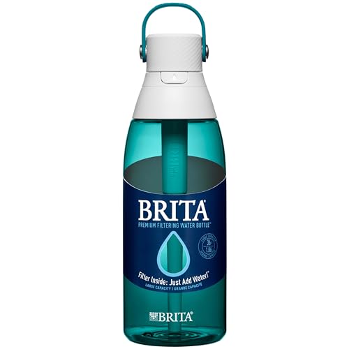 Brita Hard-Sided Plastic Premium Filtering Water Bottle, BPA-Free, Reusable, Replaces 300 Plastic Water Bottles, Filter Lasts 2 Months or 40 Gallons, Includes 1 Filter, Sea Glass - 36 oz. by BRITA - Image 4