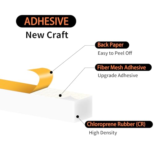 Image of High Density CR Door Seal,for Door and Window,1 /4 in x 1 /4 in x 33 Ft | Door Weather Stripping,Strong Adhesive,Weatherproof,Reduce Noise,Door Seal,Foam Insulation Tape for Doors and Windows,White