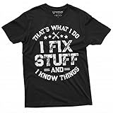 Men's Funny I fix Stuff T-Shirt Mechanic Engineer Garage Tee Shirt (Large Black)
