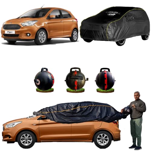 Image of CARBLAZER Portable & Semi-Automatic Full Body Car Covers: Heavy Duty Device| Anti-Theft| Dust & Scratch Proof | Water & Wind Resistant|Custom Fit| Dual-Side Cover, Compatible for Ford