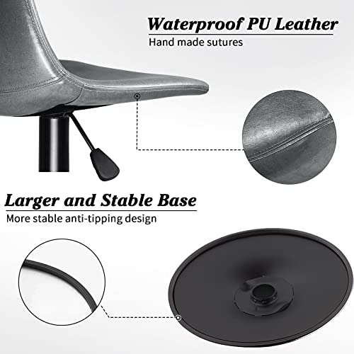 Image of Waleaf Adjustable Bar Stools Set of 2, Modern Faux Leather Swivel Barstools