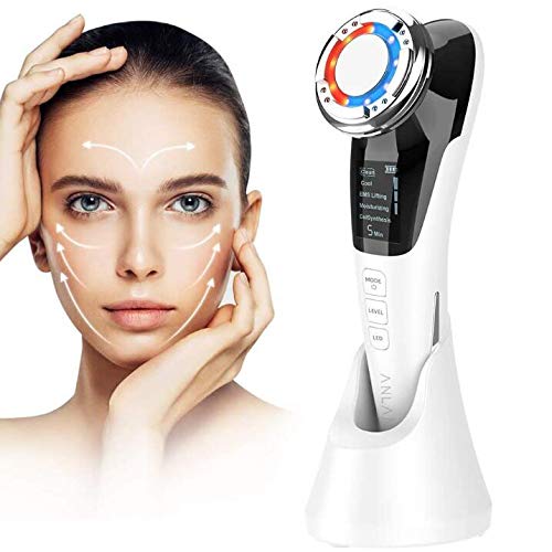 5 en 1 Masajeador de Belleza Facial Multifuncional Instrumento con Frío Calor Fototerapia para Antiarrugas, Masajeador Anti-envejecimiento, Limpieza Profunda, Cuidado Facial