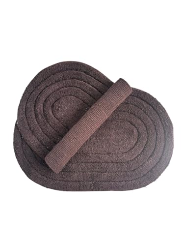 Image of My Home Cotton Door Bath Mat Super Soft Non Slip Mats for Bathroom, Door,Large, Pack of 2 (Oval Solid Brown)