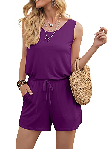Image of DouBCQ Womens Summer Casual Sleeveless Loose Jumpsuits Romper with Pockets