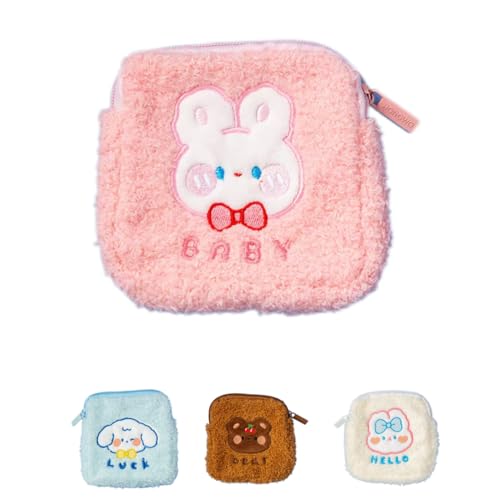 NTRUEML Plush Cute Little Animals Women Girls Small Kawaii Mini Wallet Earphone Bag Cute Coin Purse Pouch Change Purse Coin Pouch Bag (Pink)