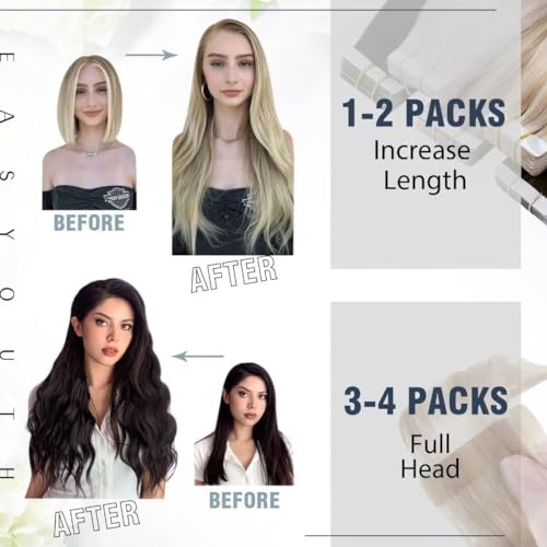 Easyouth Tape in Extensions Human Hair Jet Black Tape in Hair Extensions Real Human Hair Black Human Hair Extensions Tape in Natural Look 14 Inch 40g 20Pcs #1 - Image 2