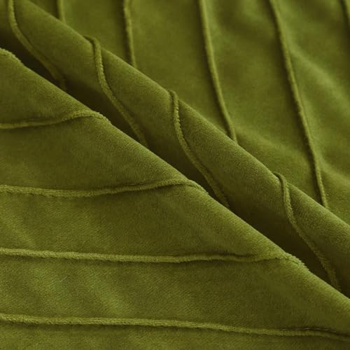 Tosleo Olive Green Velvet Throw Pillow Covers 24x24 Pack of 2 with Gold Leather,Decorative Couch Pillowcases Luxury Modern Pillow Cover for Living Room Bedroom Sofa Cushion Bed 60x60cm - Image 4