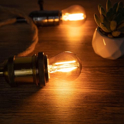 Genixgreen E27 LED Edison Bulbs 2.5W Vintage Filament Edison Screw ES Bulb G45 Decorative Golf Ball Light Bulbs,25W-30W Incandescent Equivalent,2200K Warm White, Amber Glass,Non-dimmable,2 Pack - Image 4