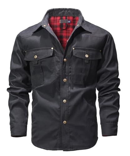 Image of HYPESTFIT Men's Plaid Flannel Lined Shirt Jackets