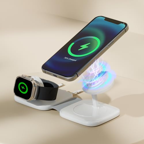 Lifelong Pocket Power Wireless Charger 23 W 4 in 1 Foldable Magsafe Charger for iPhone 15/14/13/12 Series, Apple Airpods, Apple Watch, Fast Charging, 3 Outputs, Led Indicator, White (B0D41PH9LT) Amazon Price History, Amazon Price Tracker