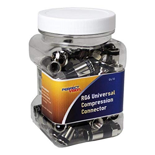 Perfect Vision 019006 Universal Ridgeloc RG-6 Compression F-Connector, 50-Piece