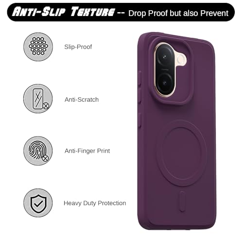 Image of Casotec Back Cover Compatible with Vivo V60e 5G | MagFit Ring Design (Non-Magnetic) | Shockproof Case | Anti-Slip Grip | Raised Camera Edges | Slim Protective Case for Vivo V60e 5G (Purple)