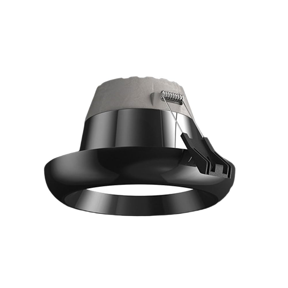 JKJZSALJ 4.3 Inch Deep Anti Glare Led Recessed,7W Dimmable Anti-Glare Ceiling Light,Cri90,3000K/4000K/6500K 3Cct Dimmable Black/Gold Round Aluminum Lighting Fixture,Black