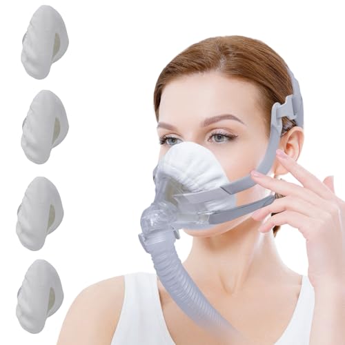 playWooWgo 4 Pack CPAP Full Face Mask Liners Compatible with F20 Full Face Mask Comfort Reusable Cushion Covers Absorbs Facial Oils and Moisture Improve The Comfort of Wearing The Mask (White, Large)