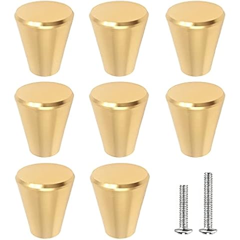 Ayiciel Cabinet Door Knobs, Gold Kitchen Cabinet Knobs Round Drawer Pull Handle, Single Hole Furniture Cabinet Knobs Drawer Knobs for Dresser Cupboard Wardrobe Home Decorating (Pack of 8) Cover