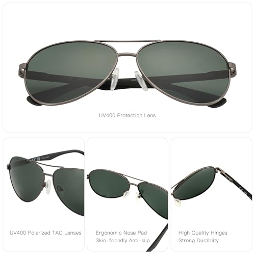 Image of ZENOTTIC Polarized Aviator Sunglasses for Men Carbon Fiber Temple Pilot Sun Glasses with Mirrored Lens UV Protection