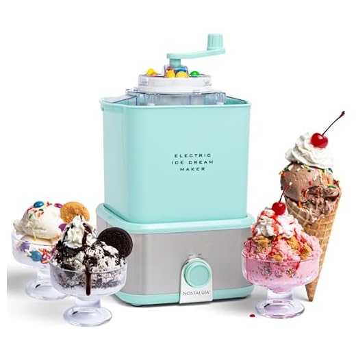 Nostalgia Electric Ice Cream Maker - Old Fashioned Soft Serve Ice Cream Machine Makes Frozen Yogurt or Gelato in Minutes - Fun Kitchen Appliance - Modern Style - Aqua - 2 Quart