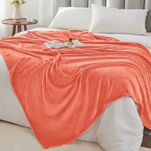 Image of BEDELITE Fleece Blanket Twin Size Coral Red Throw Blankets for Couch & Bed, Luxury Plush Cozy Fuzzy Blanket 60x80 inches, Super Soft Warm Lightweight Throw Blanket for Travel Camping