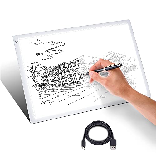 Light Pad A3 A4 Light Box Tracing Copy Board for Drawing, Diamond Painting, Weeding Vinyl Cricut, Artcraft Portable Ultra-Thin 3 LED Bright Dimming USB Powered