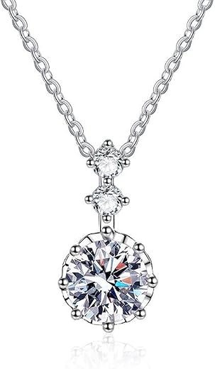 Shining Diva Fashion Valentine Gift For Girlfriend Latest Stylish Silver Plated Crystal Chain Pendant Necklace for Women a...