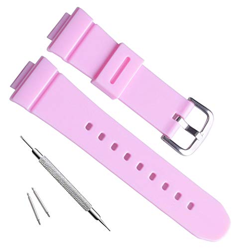 Correa de repuesto de resina natural impermeable para mujer Casio BA-110 BA-111 BA-112 BGA-110 Baby-G analógico-digital BGA-130 (rosa claro)