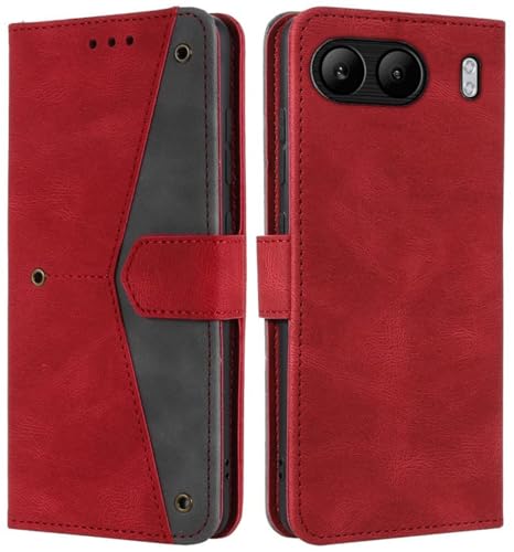 Image of GoldKart Flip Back Cover Case for OnePlus Nord 4 5G| Dual-Color Leather Finish Flip Cover | Inbuilt Stand & Pockets | Flip Cover for OnePlus Nord 4 5G(Faux Leather, Red)