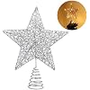 STOBOK Christmas Tree Topper,Christmas Decorations Colorful Lighted Xmas Tree Star for Christmas Tree Ornament Party Decoration(12 Inch,Silver)