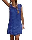 StyleDome Women's Sleeveless Lace Patchwork Loose Casual Summer Dress Blue US 12