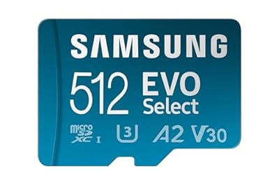 Samsung Memoria - Samsung EVO Select  2024  Tarjeta microSD + Adaptador SD  512 GB  Tarjeta de Memoria para Smartphone y Tablet  UHS-I U3  4K UHD  Full HD  Lectura 160 MB/s  MB-ME512SA/EU