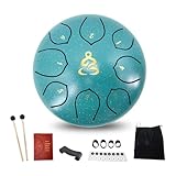 ModouString Steel Tongue Drum, 6 Inches 8 Notes Rain Drum for Outside with Music Book, Drum Mallets Meditation Rain Chime, Musical Instruments for Family, Friends