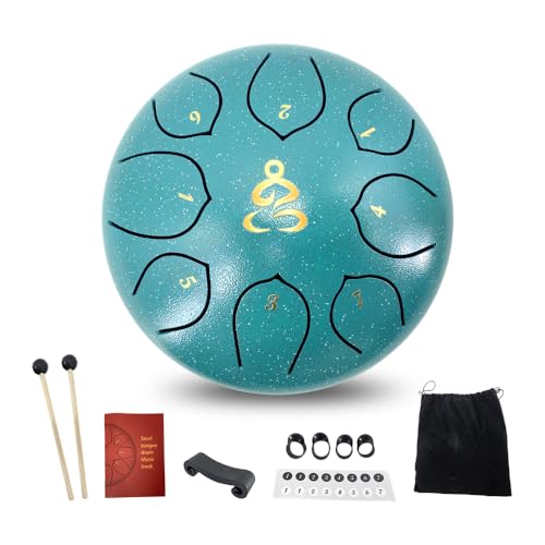 ModouString Steel Tongue Drum, 6 Inches 8 Notes Rain Drum for Outside with Music Book, Drum Mallets Meditation Rain Chime, Musical Instruments for Family, Friends