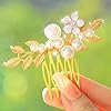 Fairvir Peignes à cheveux de mariée avec perles dorées - Accessoires de cheveux pour femmes et filles (doré) #2