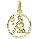  Lumari Gold-Pendentif en or 585 Signe du Zodiaque Vierge Gravure- 585 (14k)