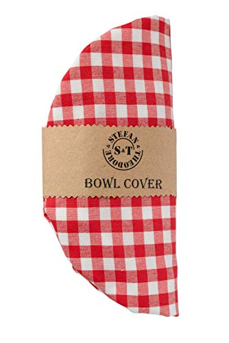 Handmade Reusable Cotton Fabric Bowl Covers - Set of 3 (Red cell-2)