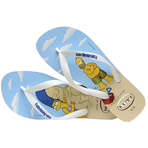 Chinelo, Havaianas, Simpsons, Adulto Unissex, Branco/Azul Estrela, 37/38