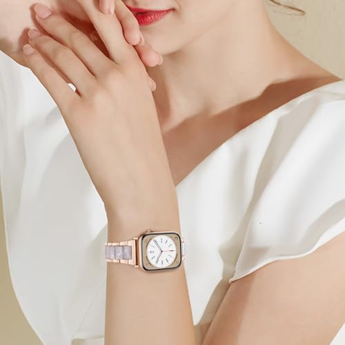 CRIS-BAND Compatible with Resin Apple Watch Bands Series 7/8/9/10/11 46mm 45mm 44mm 42mm for Women,Fancy Strap for iWatch Ultra 3/2 49mm Series 6/5/4/3/2/1/SE3 Slim Light Bracelet Wristband