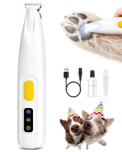 FURBONA Dog Paw Trimmer, 18mm Quiet Dog Hair Trimmer with LED Light